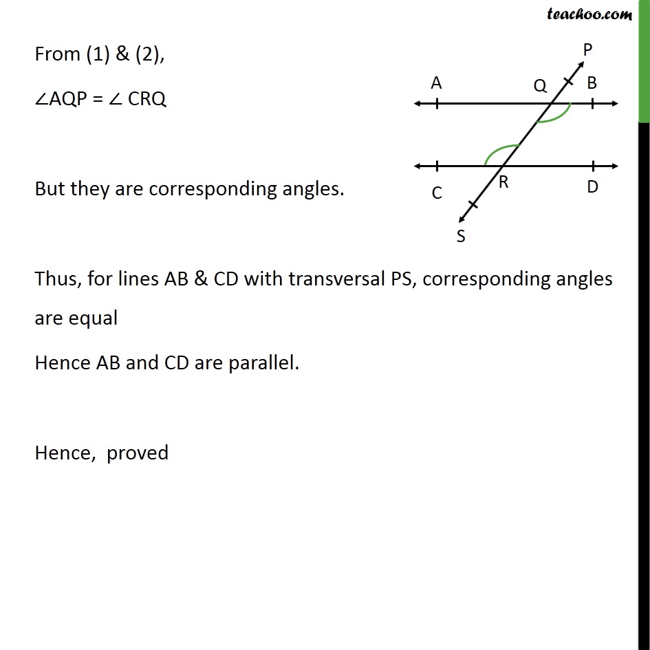 Theorem 6.3 - Class 9 - If Alternate Angles Are Equal, Lines Parallel.