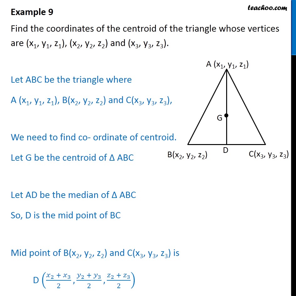Example 9 Find Coordinates Of Centroid Of Triangle Examples 6455