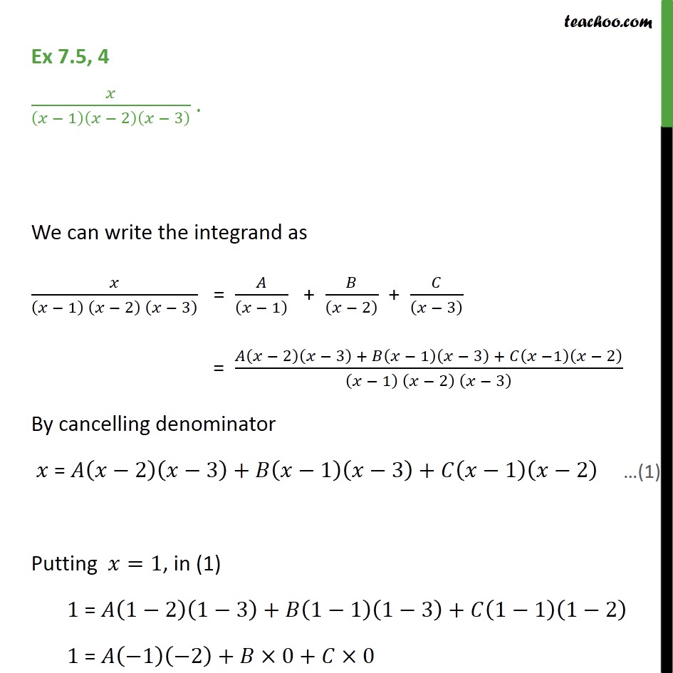 Ex 7.5, 4 Integrate x / (x1) (x2) (x3) Partial