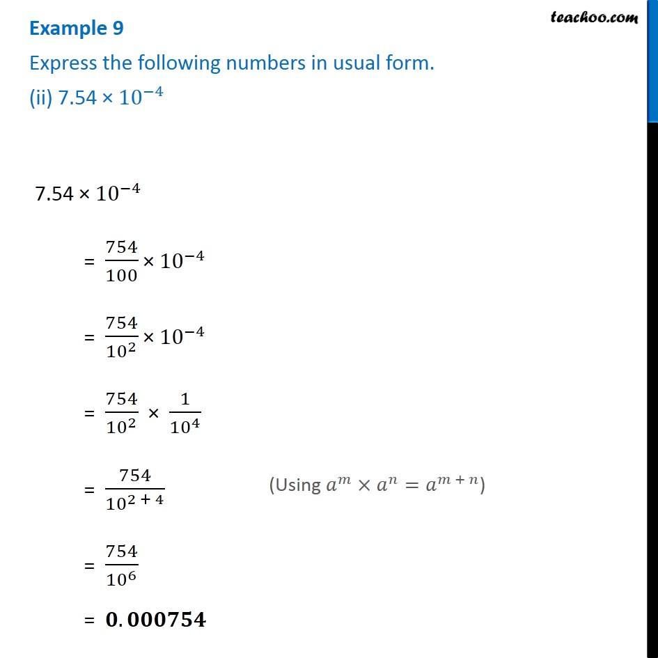 example-9-express-the-numbers-in-usual-form-ii-7-54-10-4