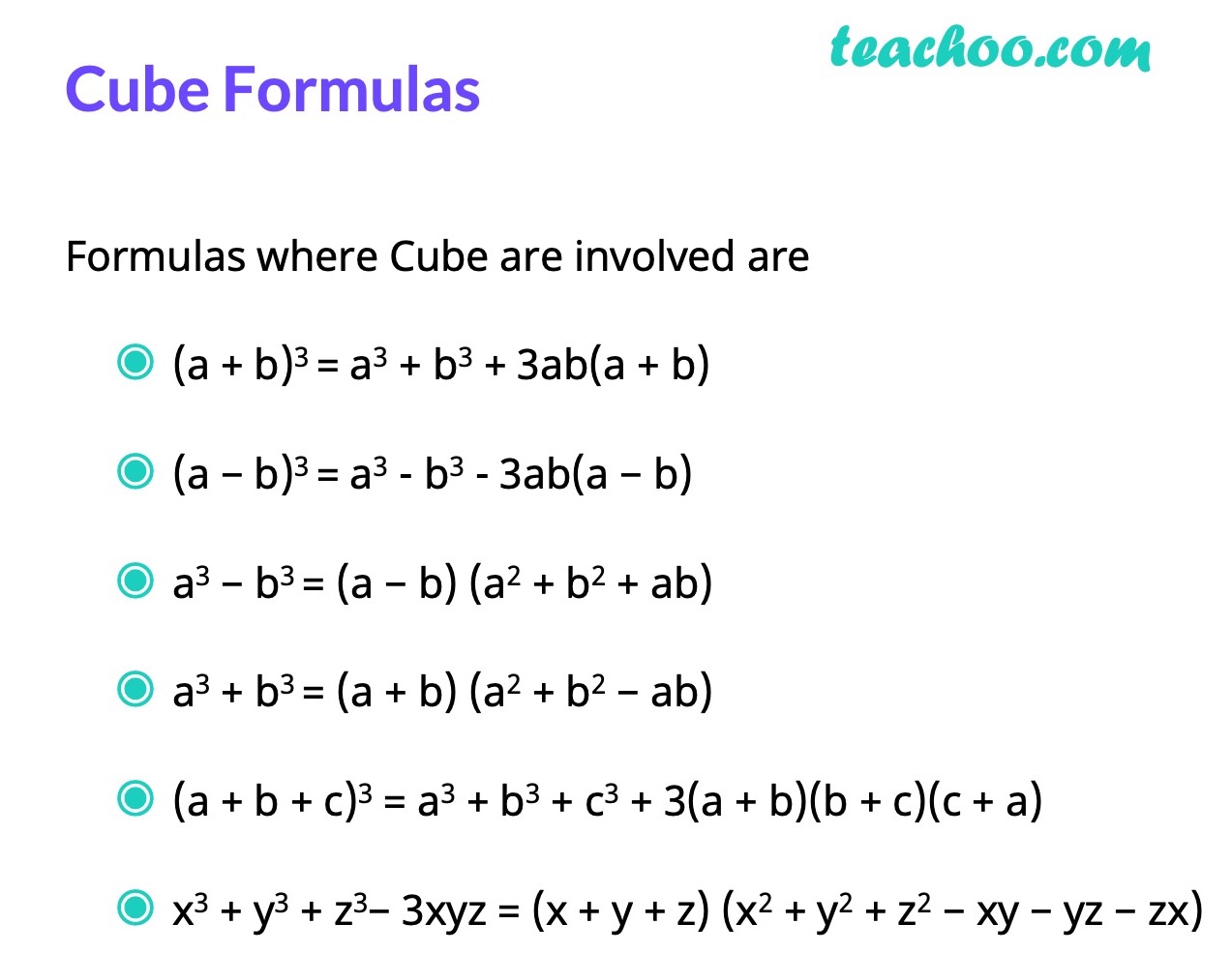 Algebra Formulas - (a+b)^3 , (a+b)^2 , (a+b+c)^3, a^3 - b^3 - Teachoo