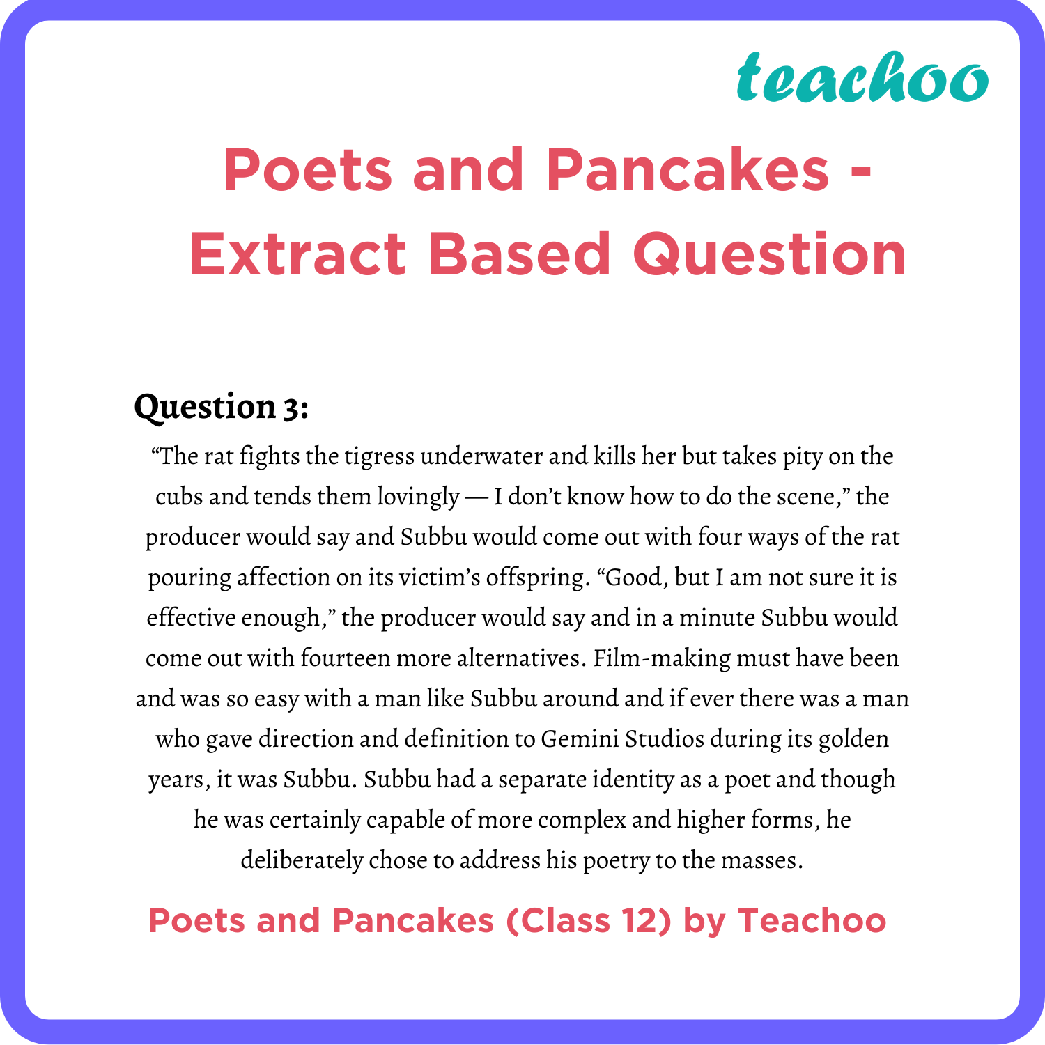 English Class 12 Poets And Pancakes Extract Based Question 0365