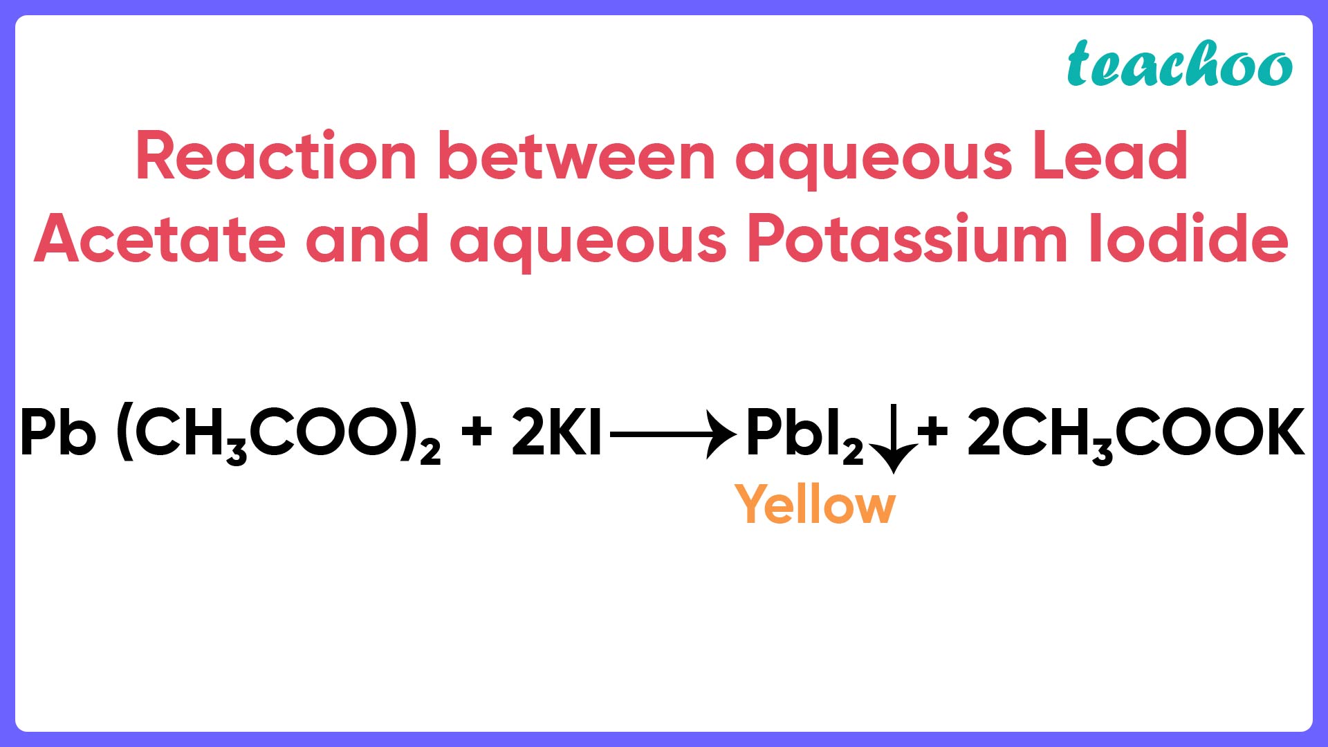 Reaction between aqueous Lead Acetate and aqueous Potassium Iodide  - Teachoo.jpg