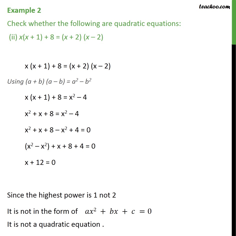 Example 2 - Chapter 4 Class 10 Quadratic Equations - Part 2