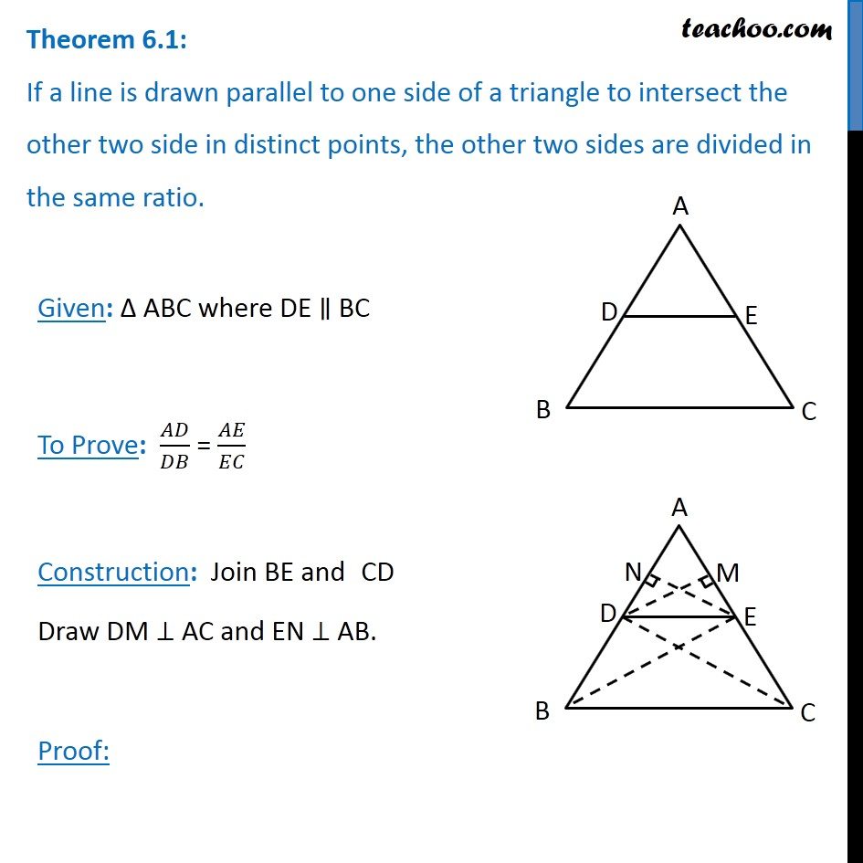 Theorem 6.1 - Basic Proportionality Theorem (BPT) - Chapter 6 Class 10