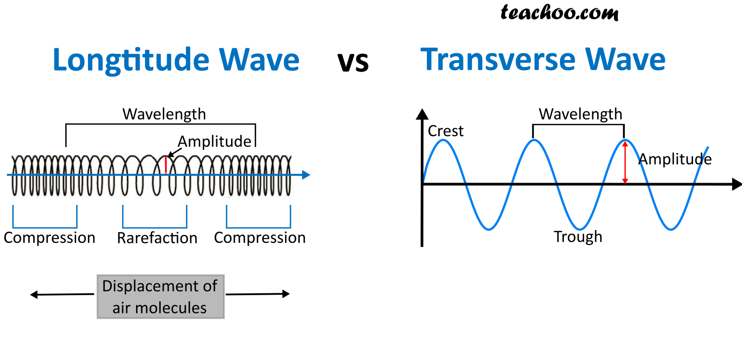 Difference between longitudinal and transverse waves - Teachoo