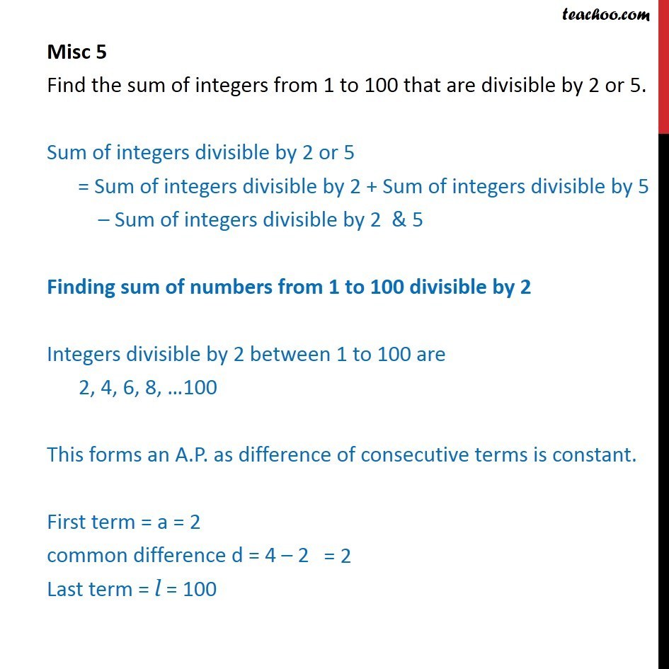 for 3 solution english class from  100 1 sum divisible Misc or  by are that 2 Find 5 to 5