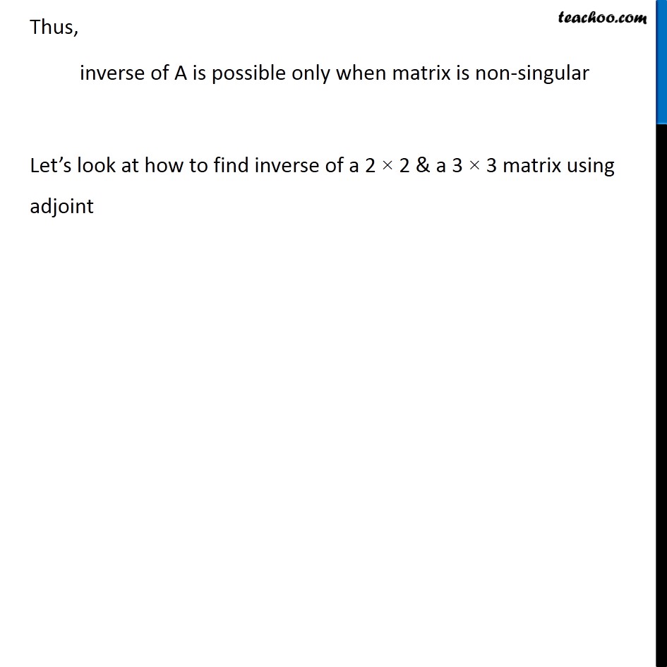 Finding inverse of matrix using adjoint - Part 4