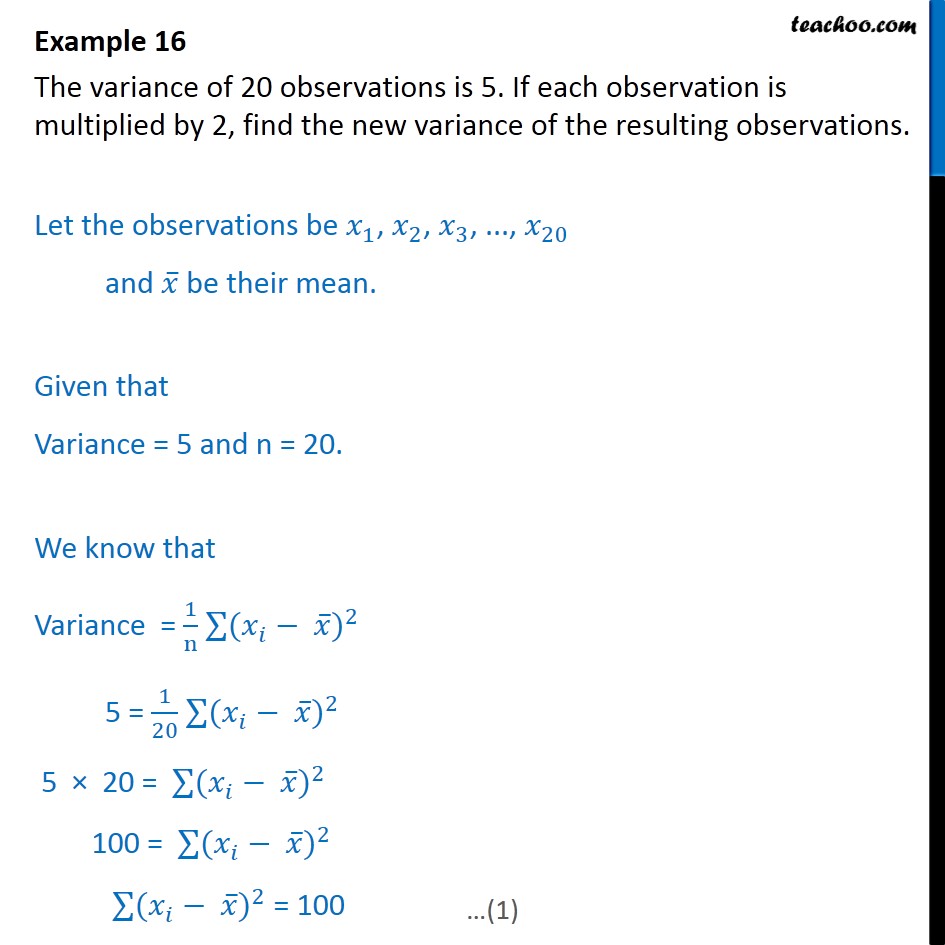 Example 16 - Variance of 20 observations is 5. If each - Indirect questions - Multiplication of observation