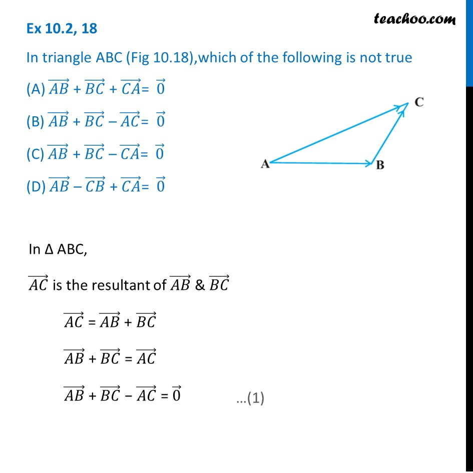 Ex 10 2 18 Mcq In Triangle Abc Which Is Not True Ab Ca 0