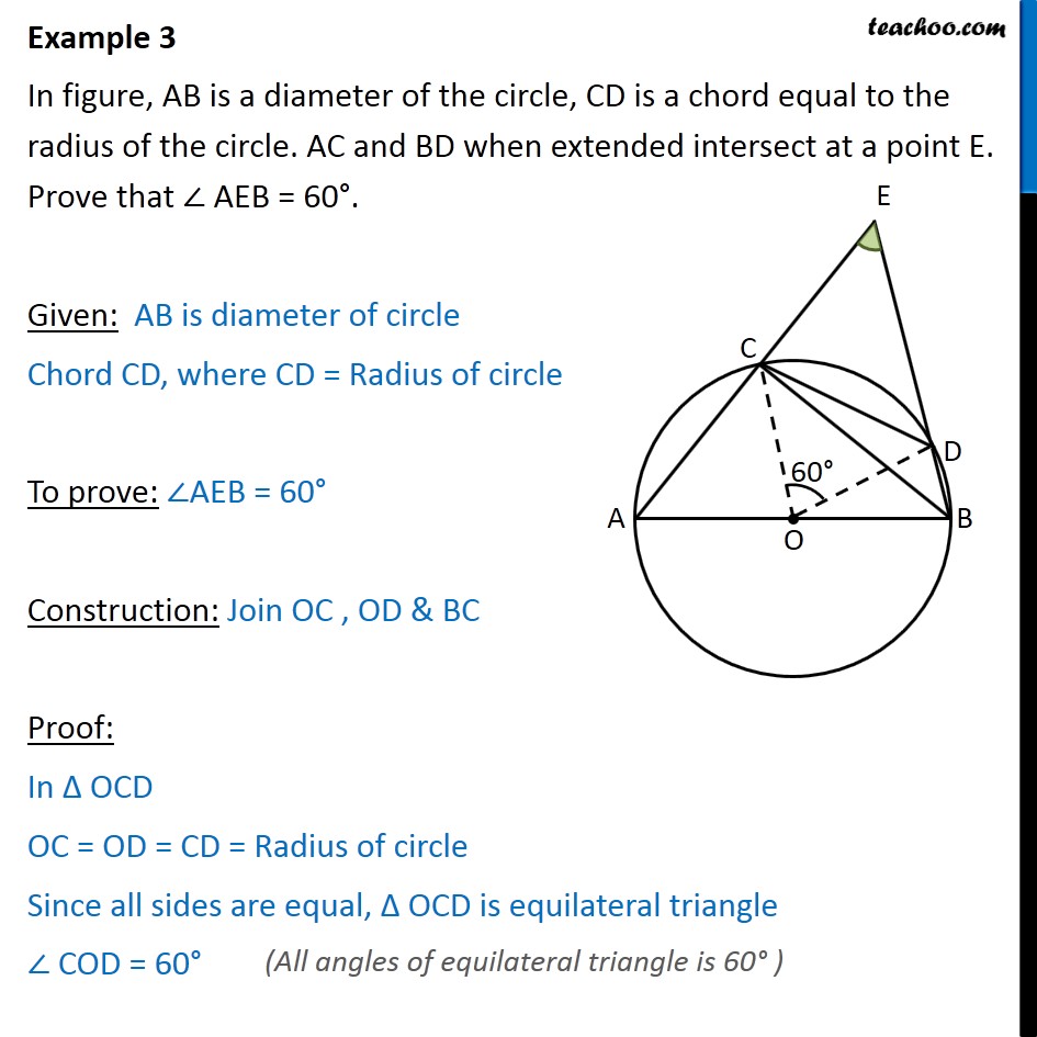 Example 3 - In figure, AB is a diameter of circle, CD - Examples