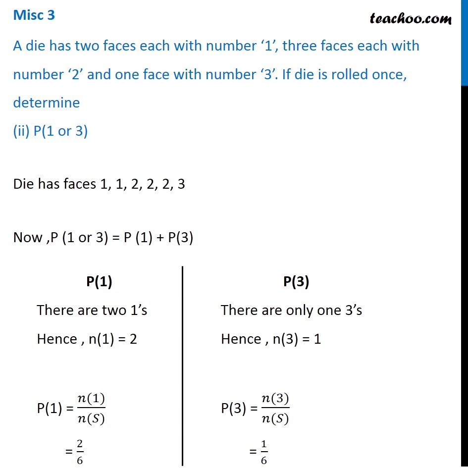 Misc 3 - Chapter 16 Class 11 Probability - Part 3