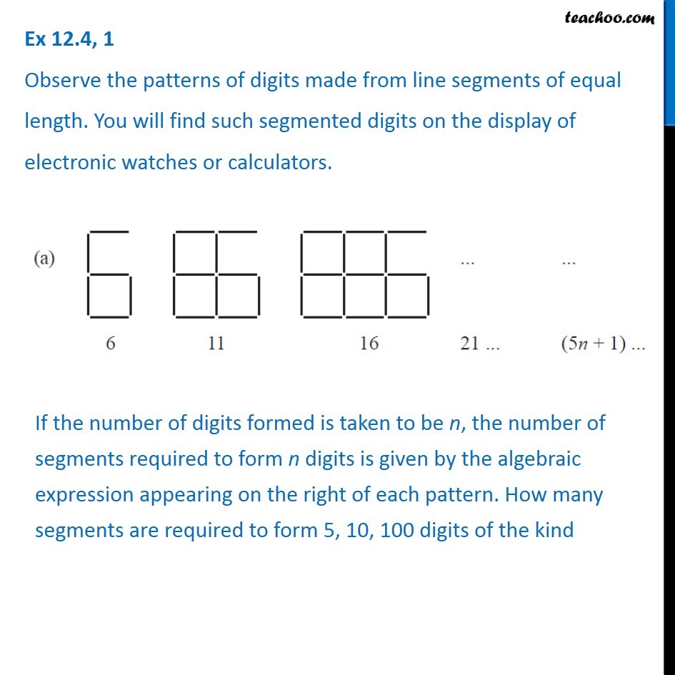 Ex 12.4, 1 - Observe the patterns of digits made from line segments of