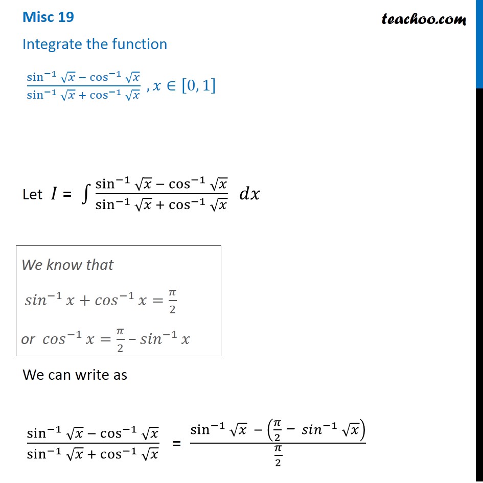 Question 1 Integrate Sin 1 Root X Cos 1 Root X Cbse 