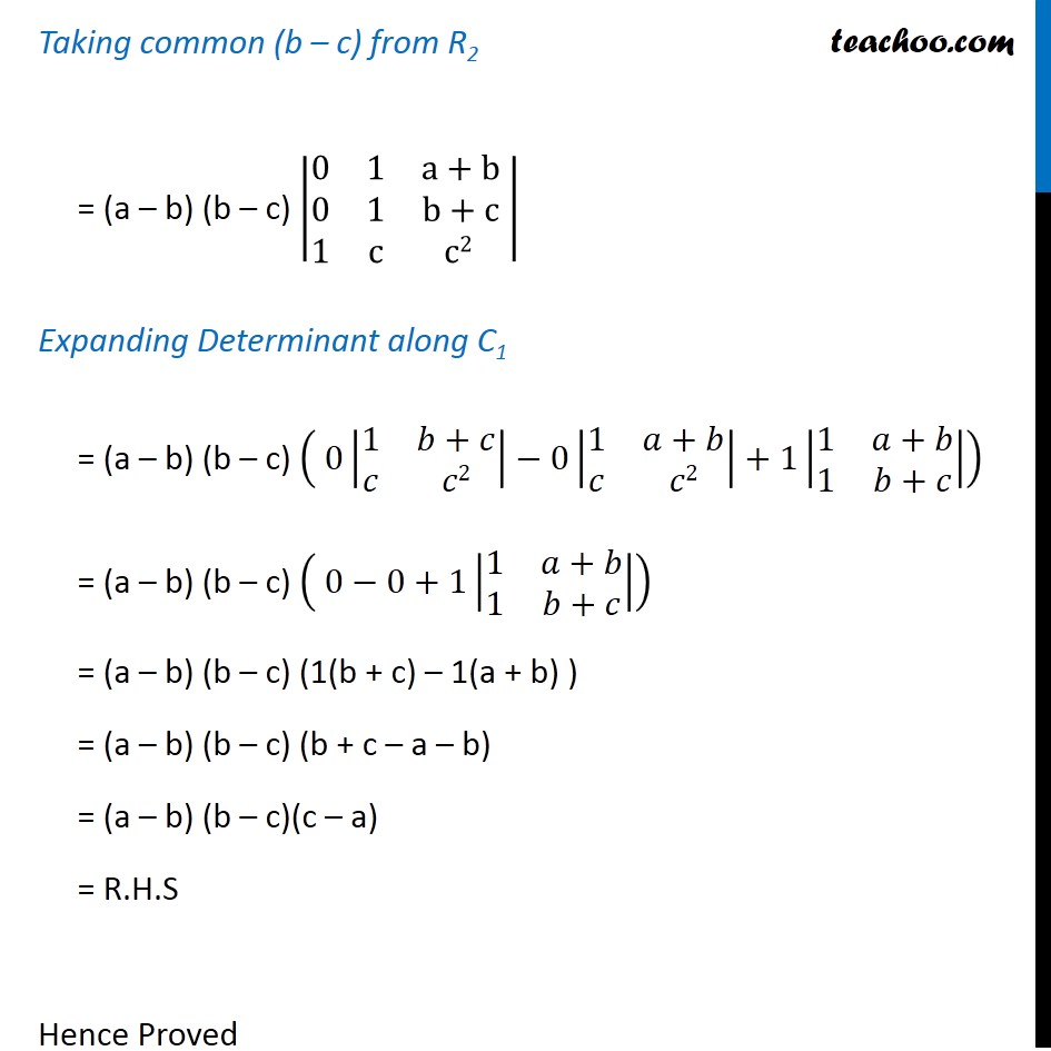 Ex 4 2 8 I Class 12 By Using Properties Of Determinants Prove