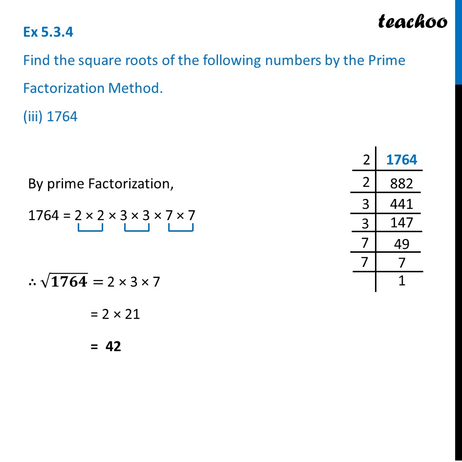 ex-5-3-4-find-the-square-root-of-1764-by-prime-factorization-method