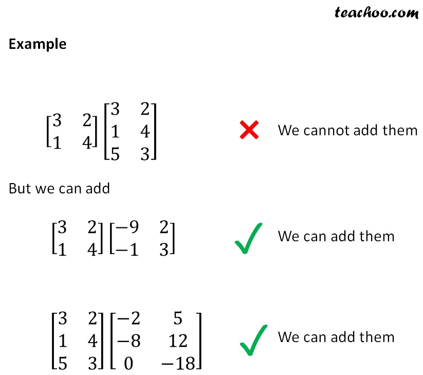 Addition Subtraction Of Matrices With Examples Teachoo