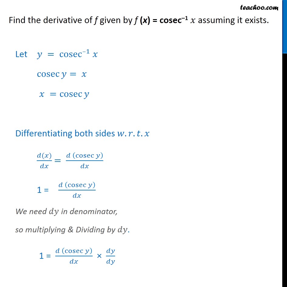 gstr invoice format 6 of Teachoo 1 x) x inverse Derivative (Cosec  cosec