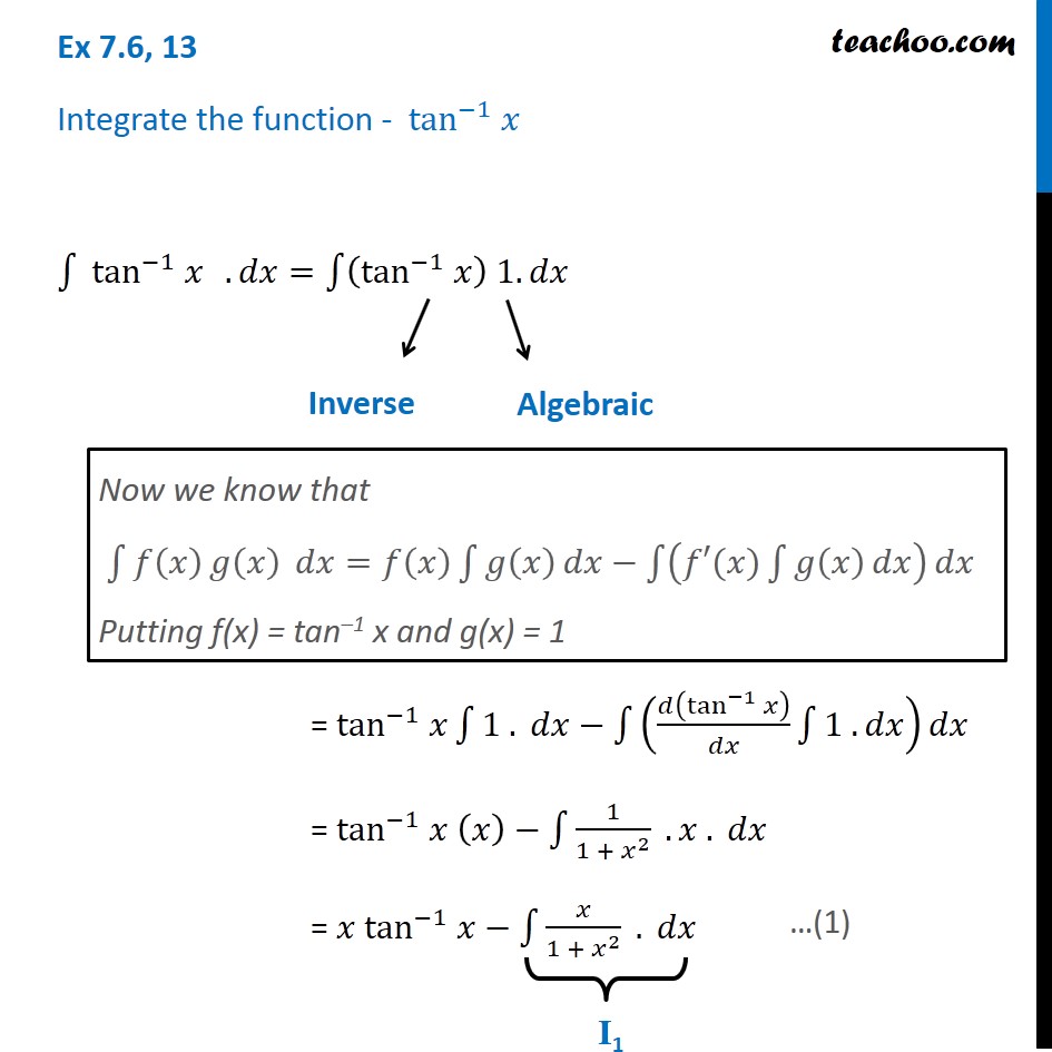 Integration of tan inverse x - Ex 7.6, 13 - Chapter 7 Class 12