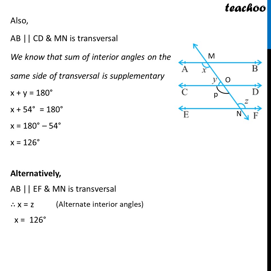 Ex 6.2, 1 - In Figure, If AB || CD, CD || EF And Y:z = 3:7