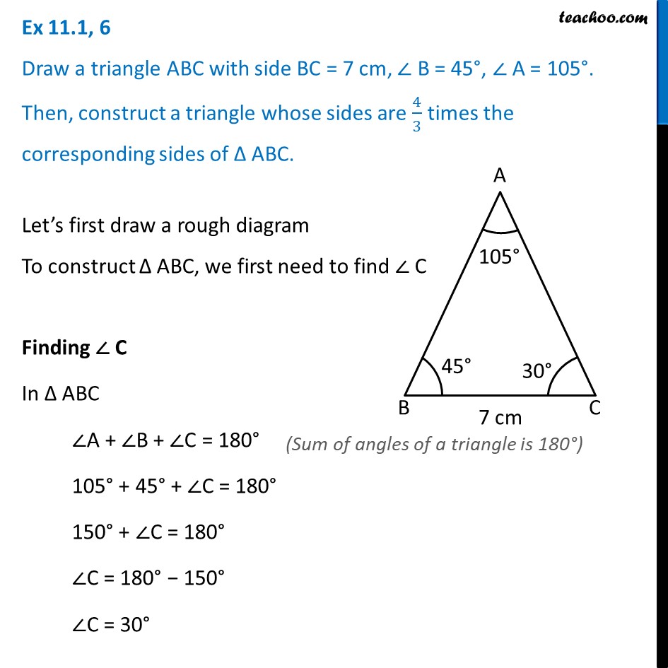 Question 6 Draw A Triangle Abc With Side Bc 7 Cm B 45 A 105 6792