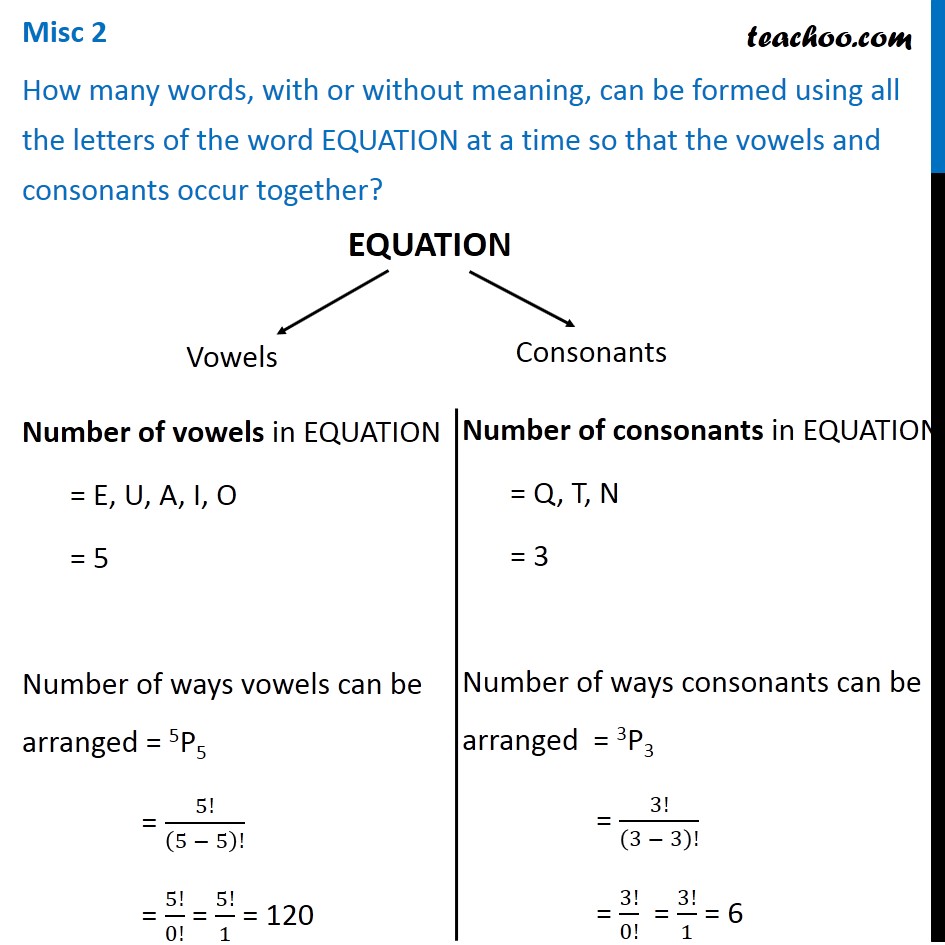 Misc 2 - How many words can be formed using EQUATION - Miscellaneous