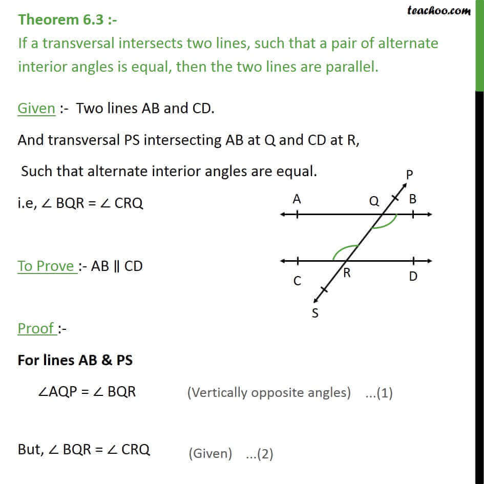 Theorem 6.3 - Class 9 - If alternate angles are equal, lines parallel..jpg