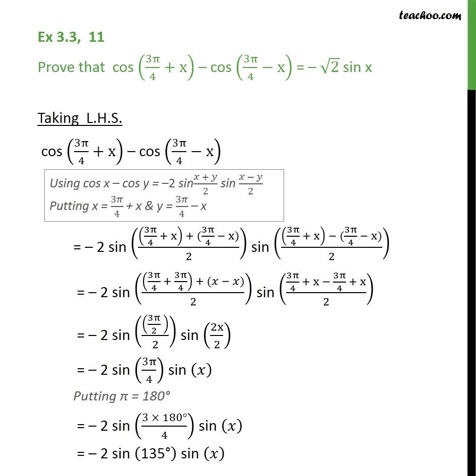 ex-3-3-11-prove-that-cos-3pi-4-x-cos-3pi-4-x