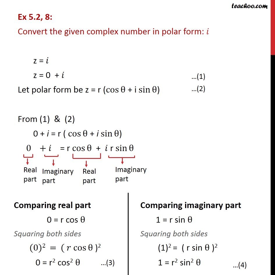 Question 8 - Convert in polar form: i - Chapter 5 Class 11