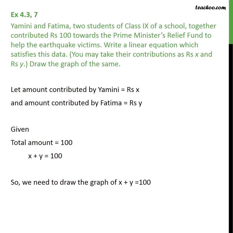 Question 7 - Yamini And Fatima, Two Students Of Class IX