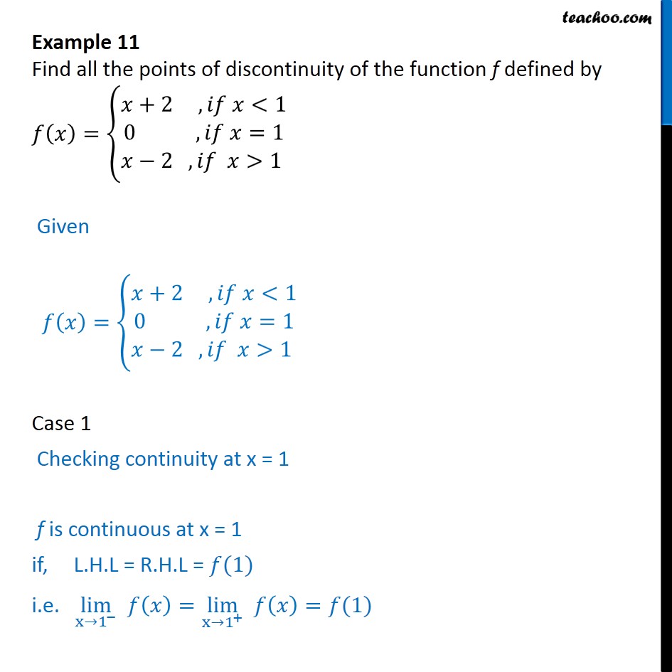 Example 11 - Find All Points Of Discontinuity F(x) = {x+2, 0, X-2