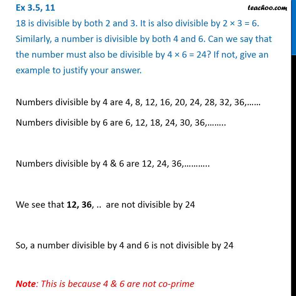 Ex 3.5, 11 - 18 is divisible by both 2 and 3. It is also divisible by