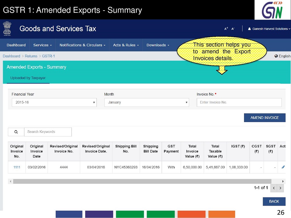 gstr 6 invoice format GSTR  Return   Format GST 1