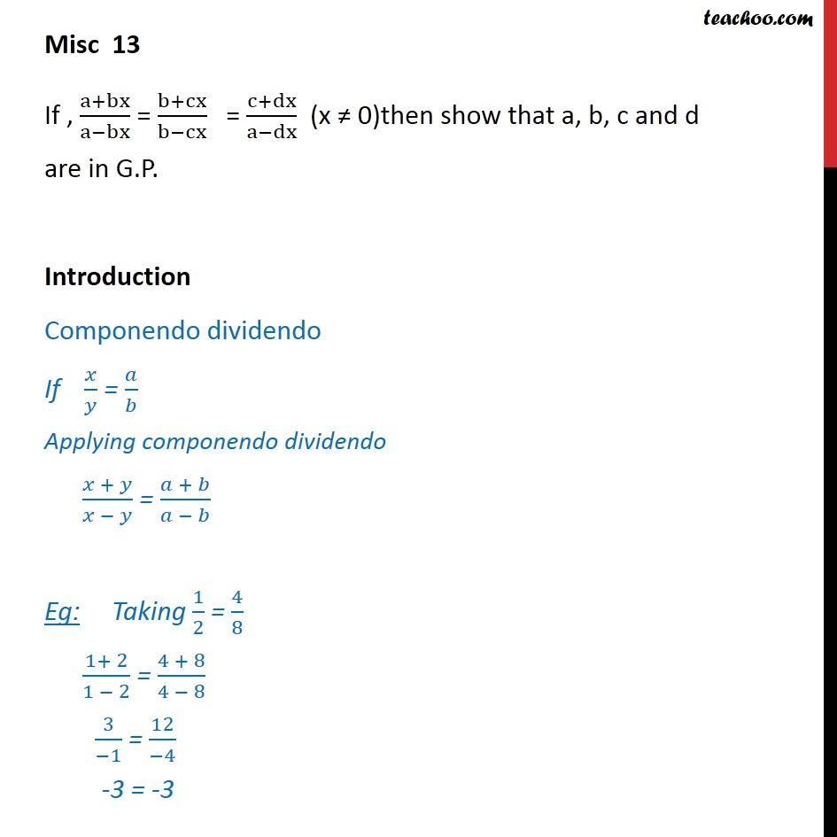 Misc 6 - If (a + Bx)/(a - Bx) = (b + Cx)/(b-cx) = (c + Dx)