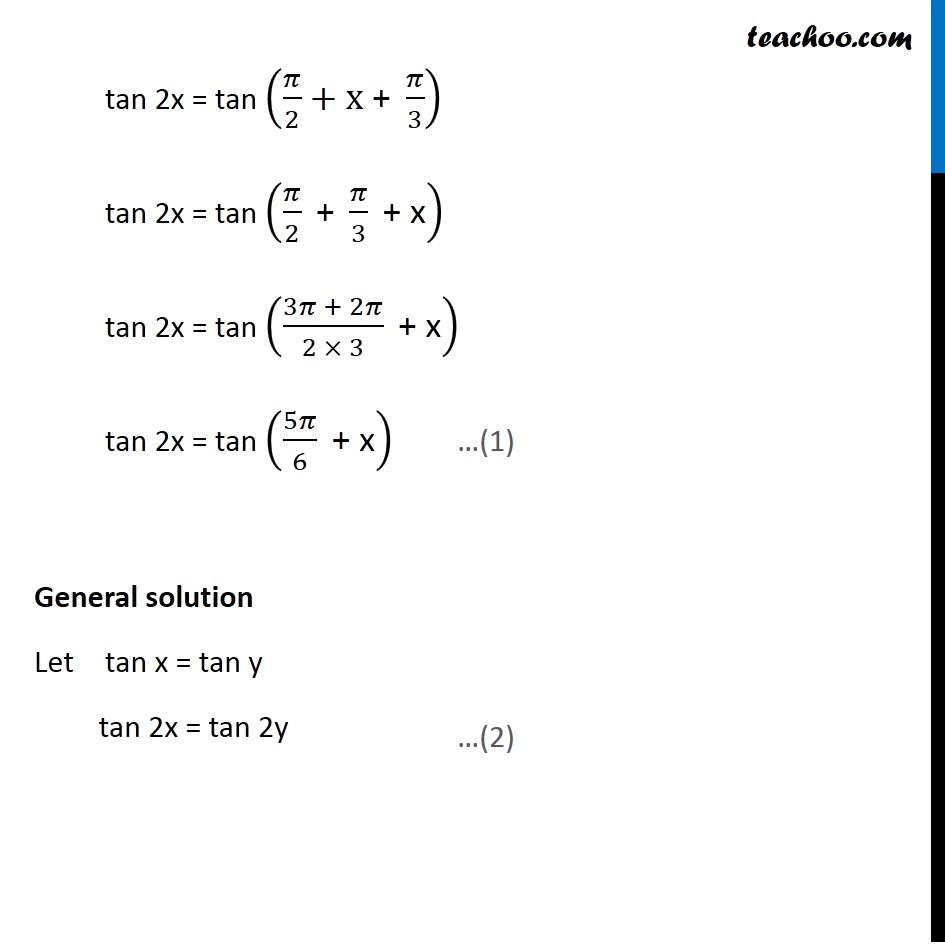 Example 22 Solve Tan 2x Cot X Pi 3 Teachoo Examples