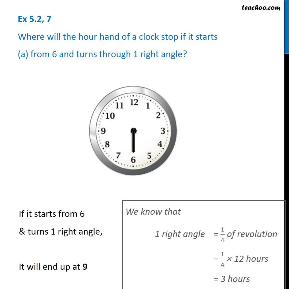 Ex 5.2, 7 - Where will the hour hand of a clock stop if it starts
