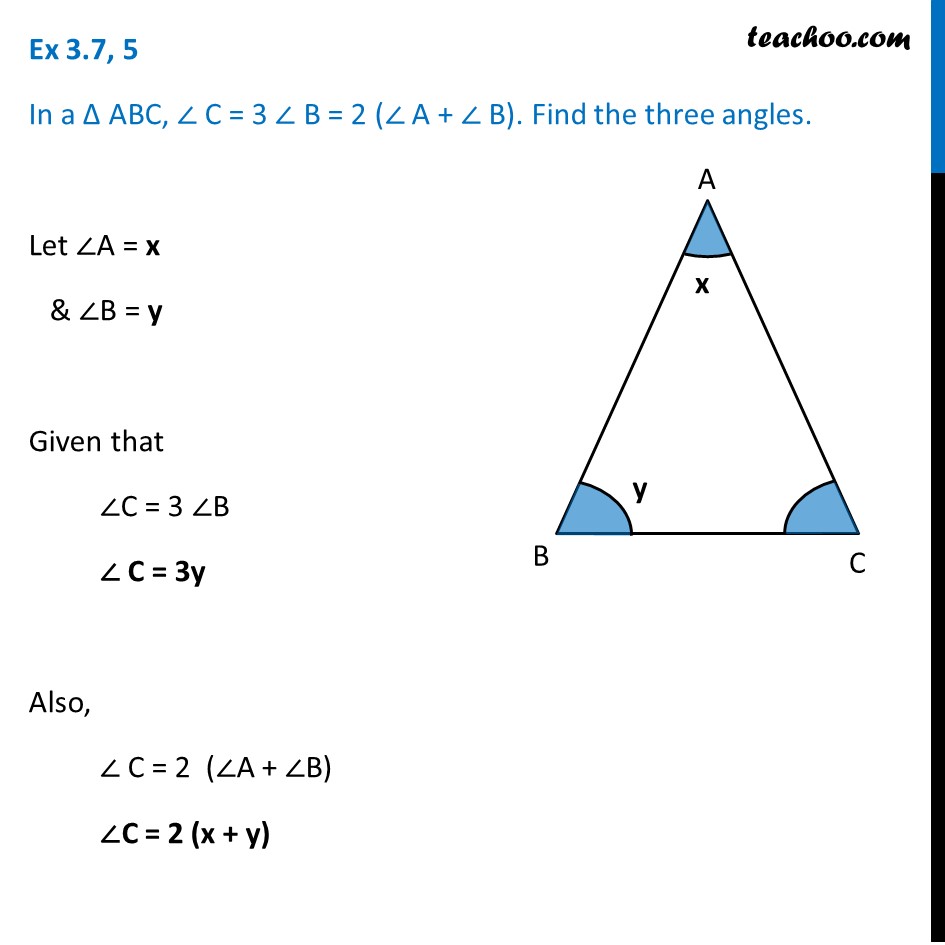 Question 5 - In ABC, angle C = 3 B = 2 (A + B) - teachoo