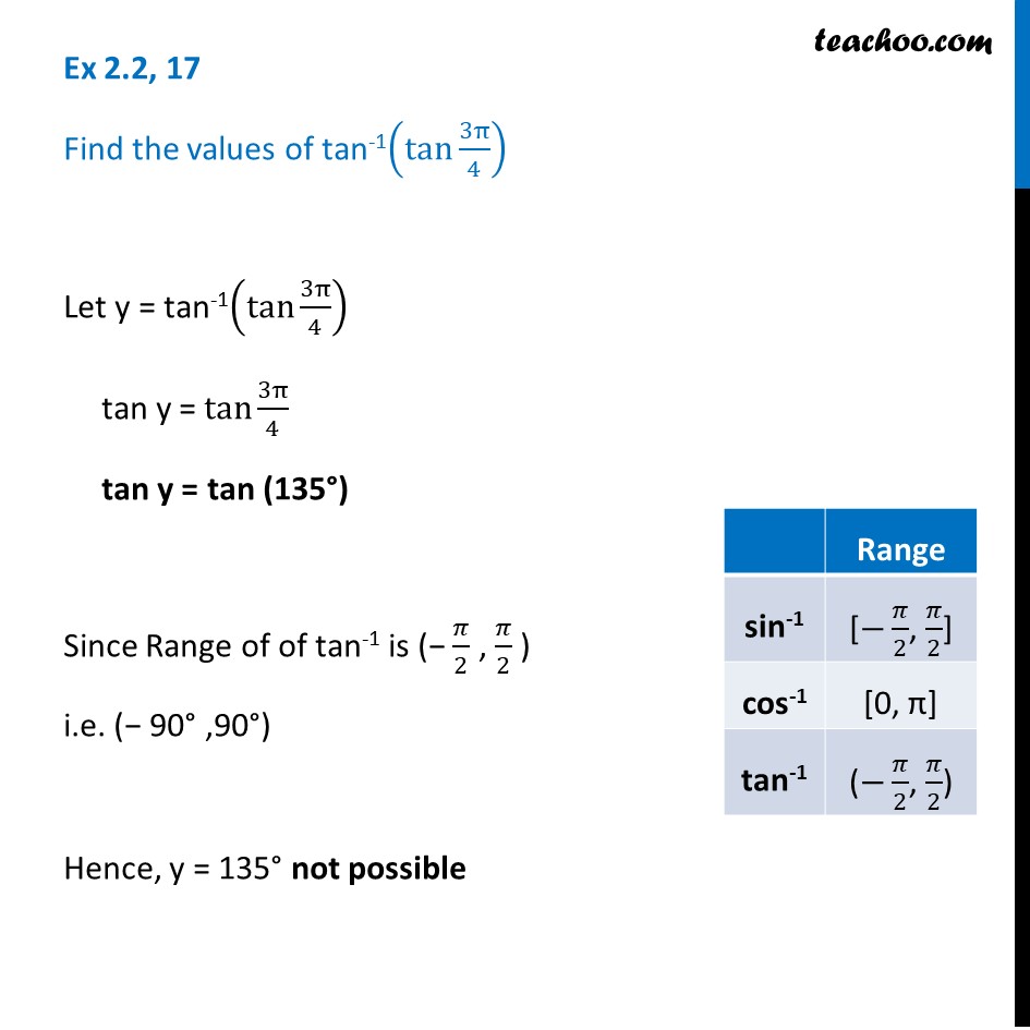 Ex 2.2, 17 - Find tan-1(tan 3pi/4) - Chapter 2 Class 12 Inverse