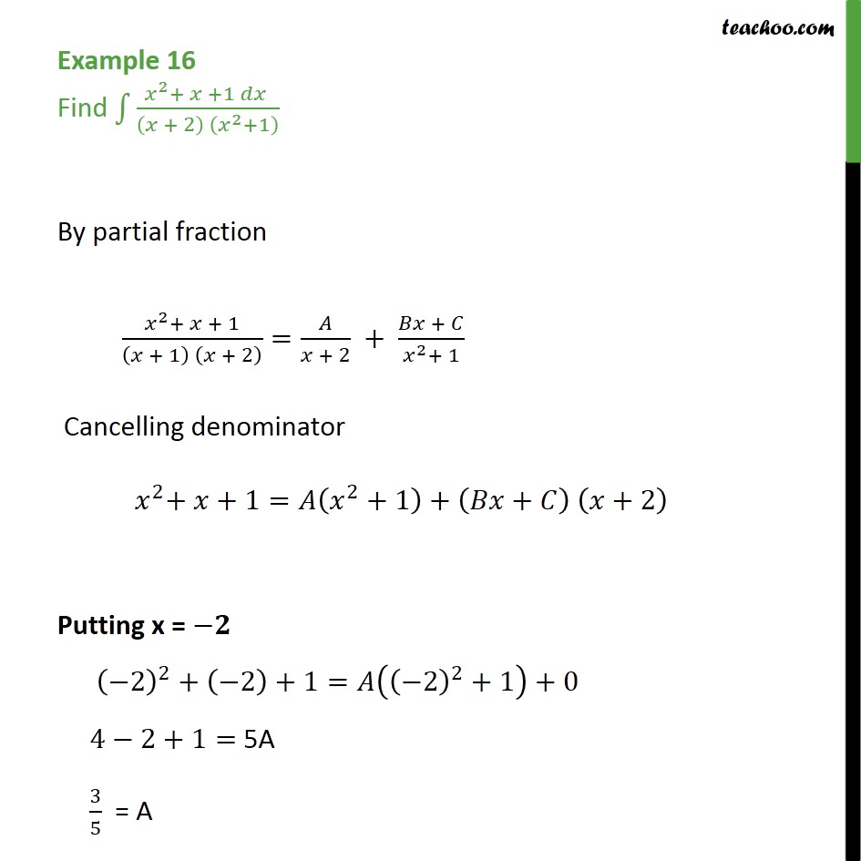 Example 16 Find integral x2 x 1 dx x 2 x2 1 