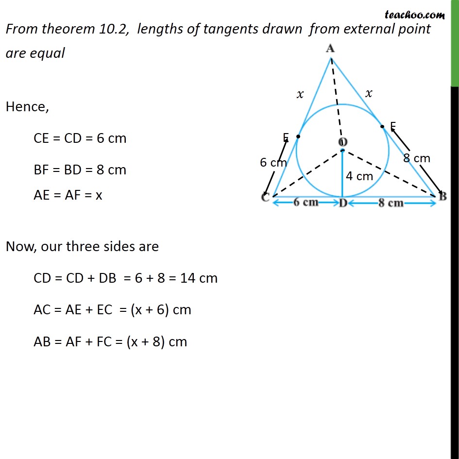 Ex 102 12 A Triangle Abc Is Drawn To Circumscribe A Circle Ex 10 7915