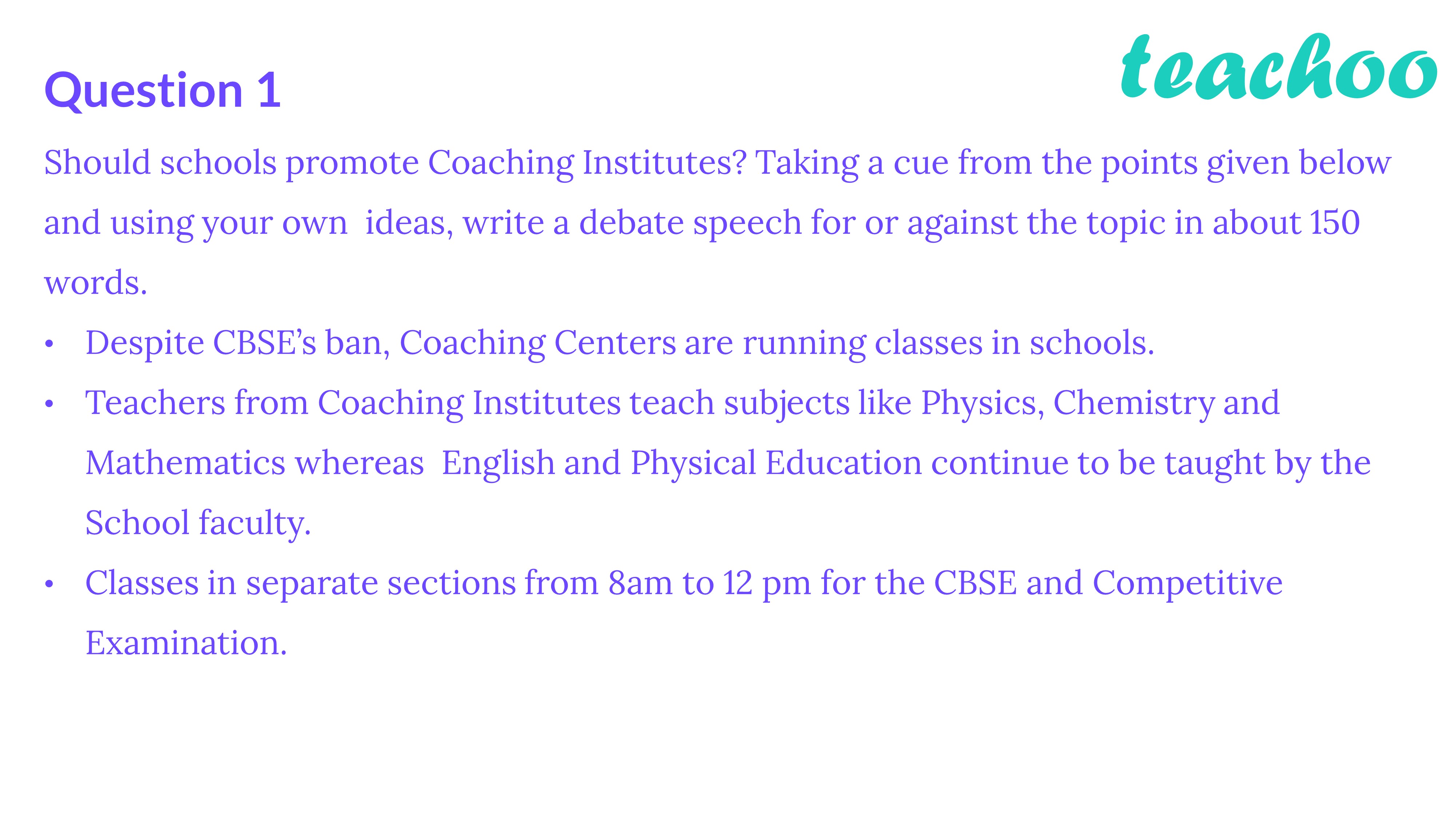 Debate Writing Class 11 Sample Question With Format And Example