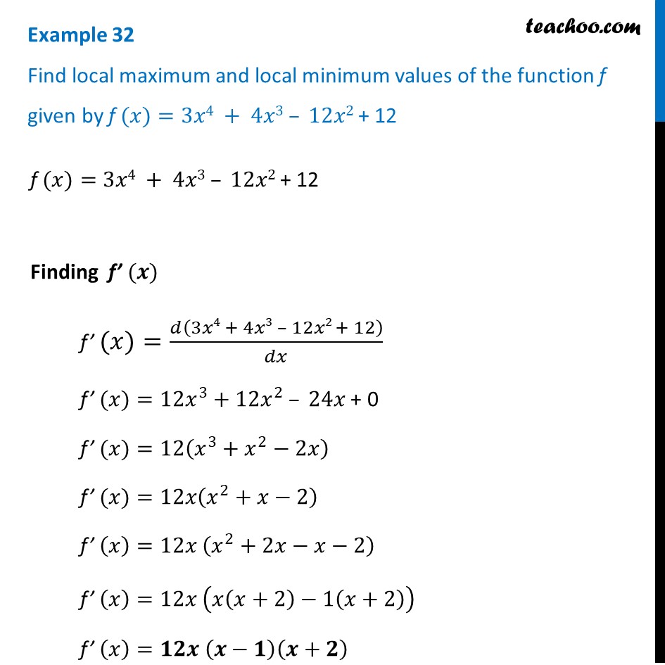 Example 32 - Find local maximum and local minimum values