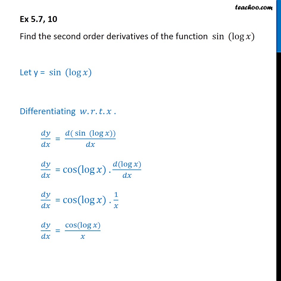 what is the derivative of log base 10 of x