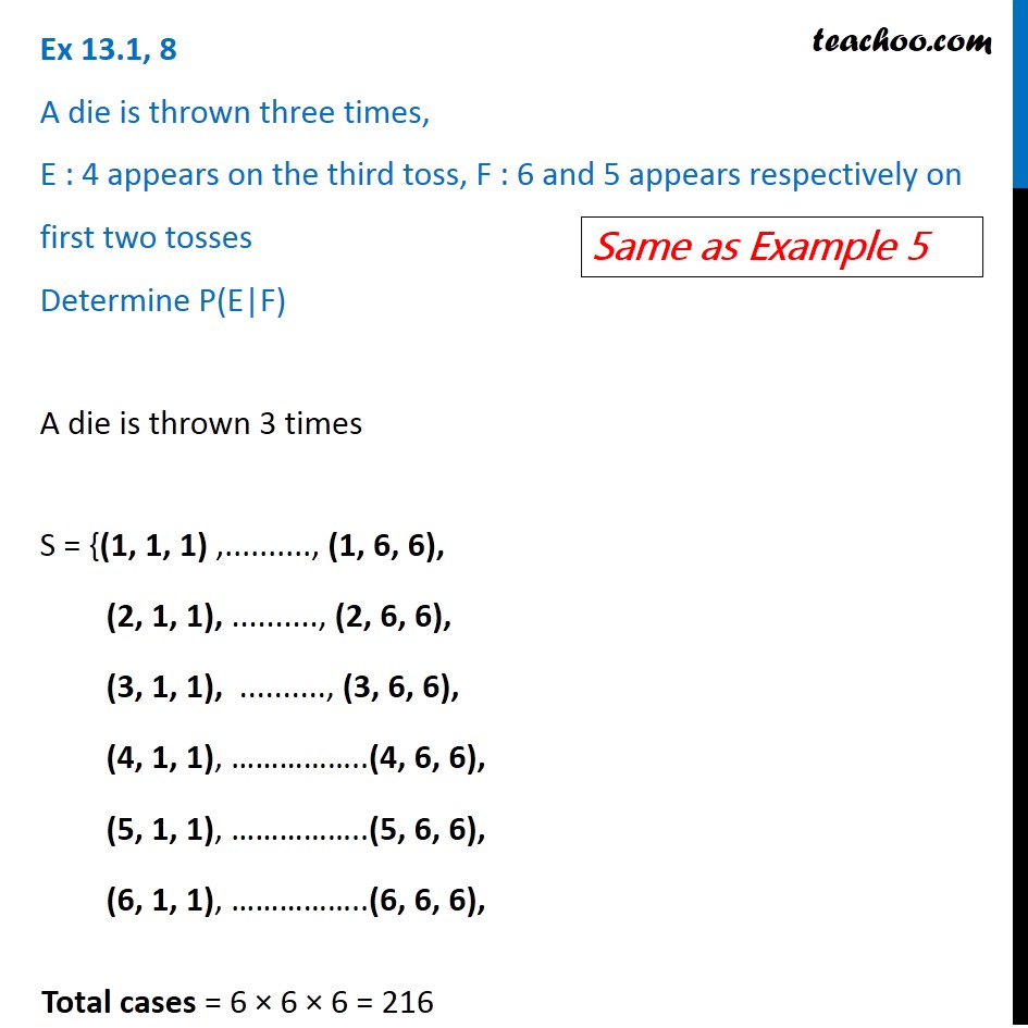 Ex 13.1, 8 - Chapter 13 Class 12 Probability - Part 2