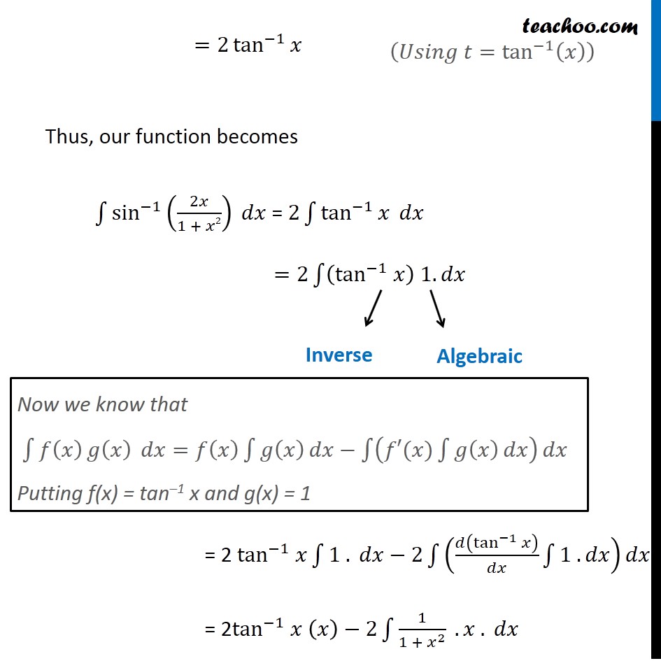 Ex 7 6 22 Integrate Sin 1 2x 1 X 2 Teachoo Ex 7 6