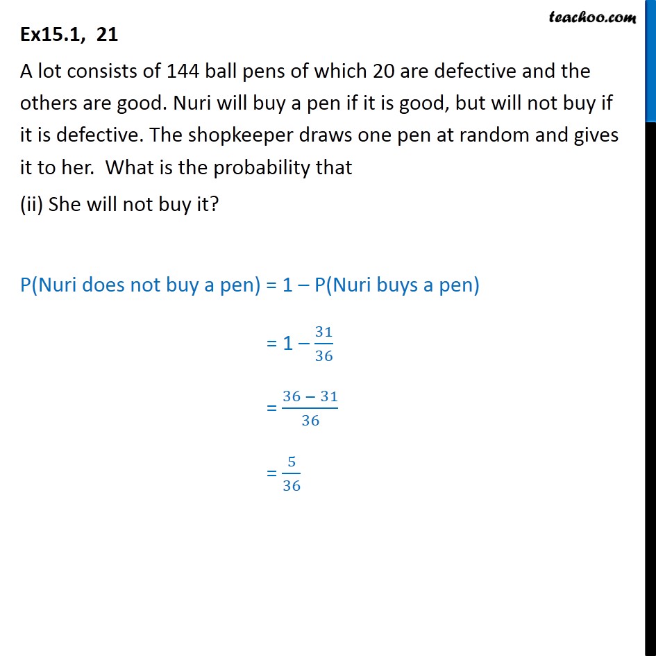 Ex 15.1, 21 - Chapter 15 Class 10 Probability - Part 2