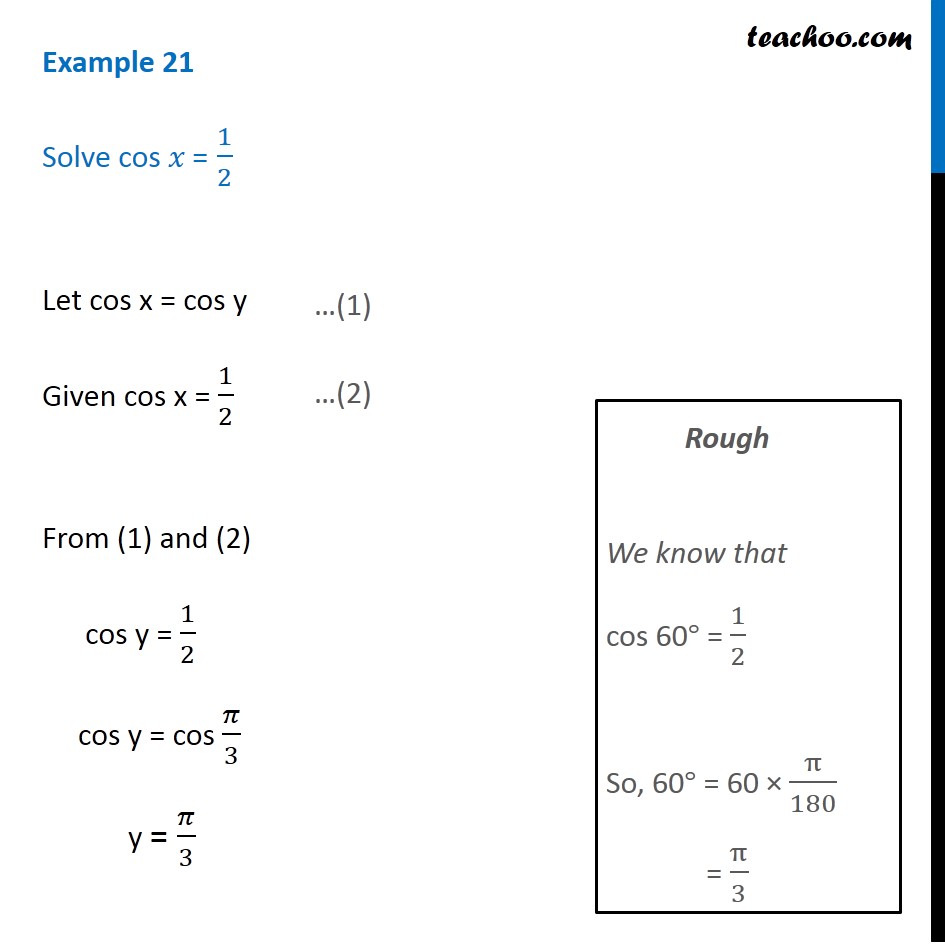 Question 4 - Solve cos x = 1/2 - Trigonometric Functions CBSE