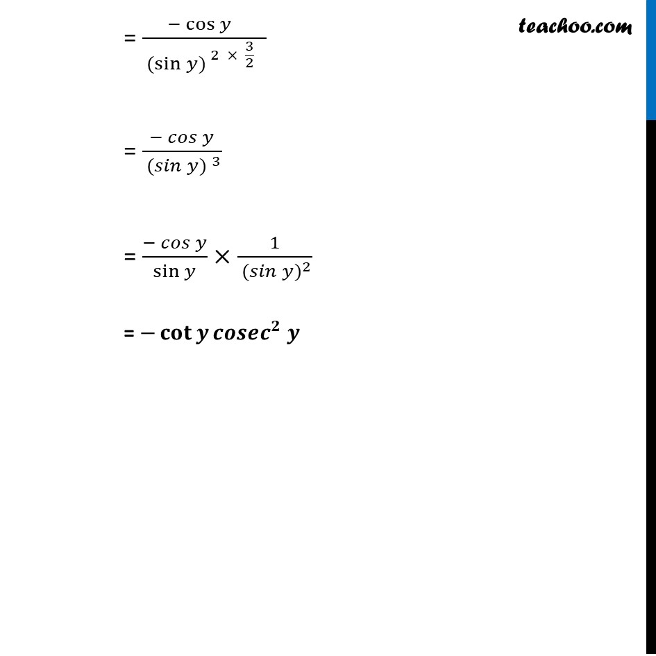 Ex 5 7 12 If Y Cos 1 X Find D 2y Dx 2 In Terms Of Y Alone