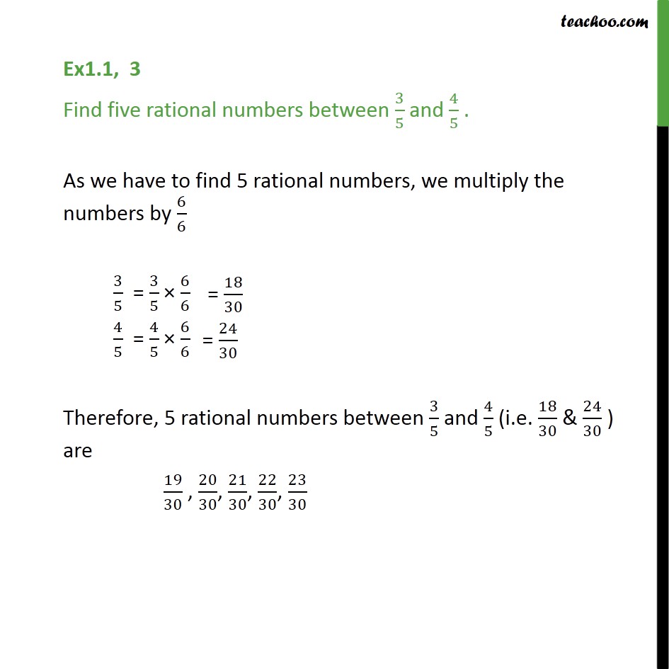 Ex 1.1,3 - Find five rational numbers between 3/5 and 4/5 - Finding rational number between two numbers