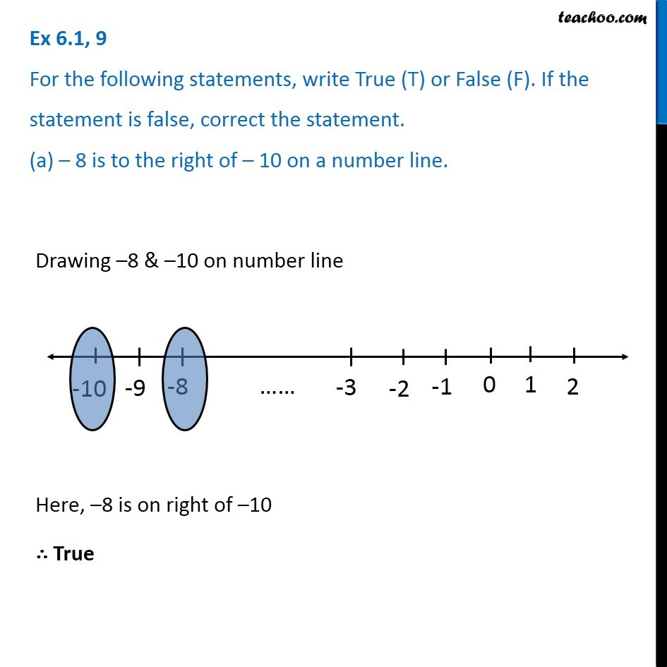 Ex 6.1, 9 - Write True (T) or False(F). If statement is false, correct